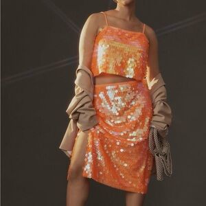 Sequin Orange Two-Piece Set